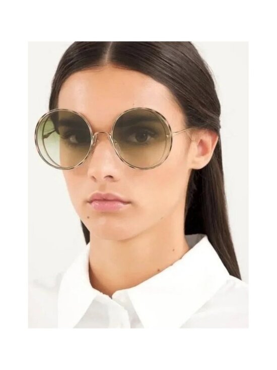 New Original Chloe Gold & Green Round Sunglasses HANAH COLLECTION